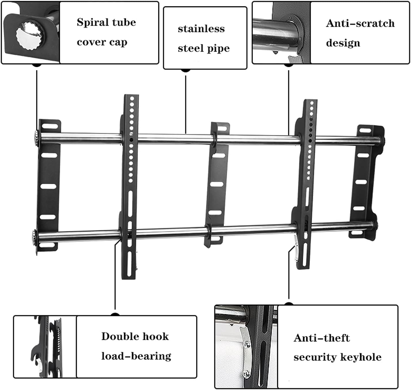 Low Profile Universal TV Wall Mount Bracket Stainless Steel TV Support for Flat Screen LCD TVs 32