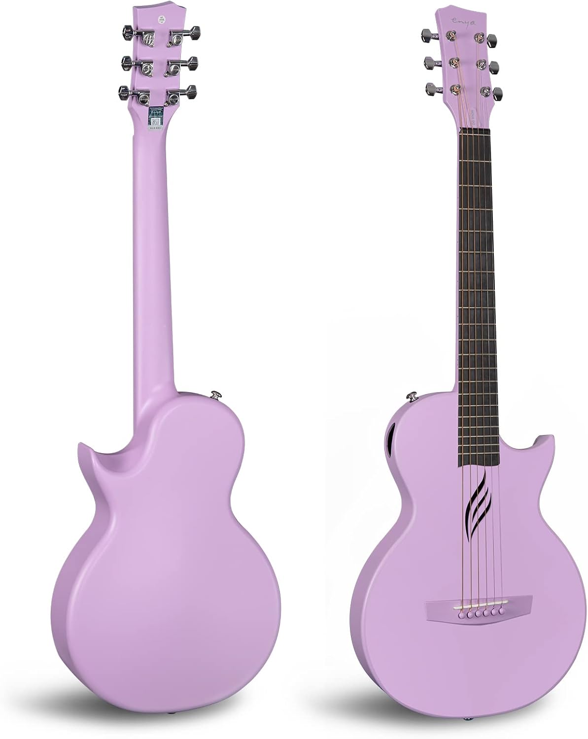 Enya Nova Go Carbon Fiber Travel Acoustic Guitar | 1/2 Size Lightweight Moisture-Proof Guitara | Adult & Beginner Portable Guitar with Gig Bag & Accessories (Purple)