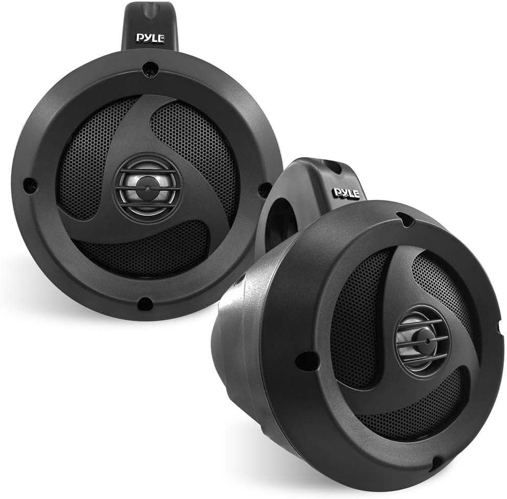 2-Way Waterproof Bluetooth Off-Road Speakers - 4 inch 900W Active Passive Marine Grade Wakeboard Tower Speakers System w/AUX, Full Range Outdoor Stereo Speaker for ATV/UTV Jeep Boat - Pyle PLUTV40BTA
