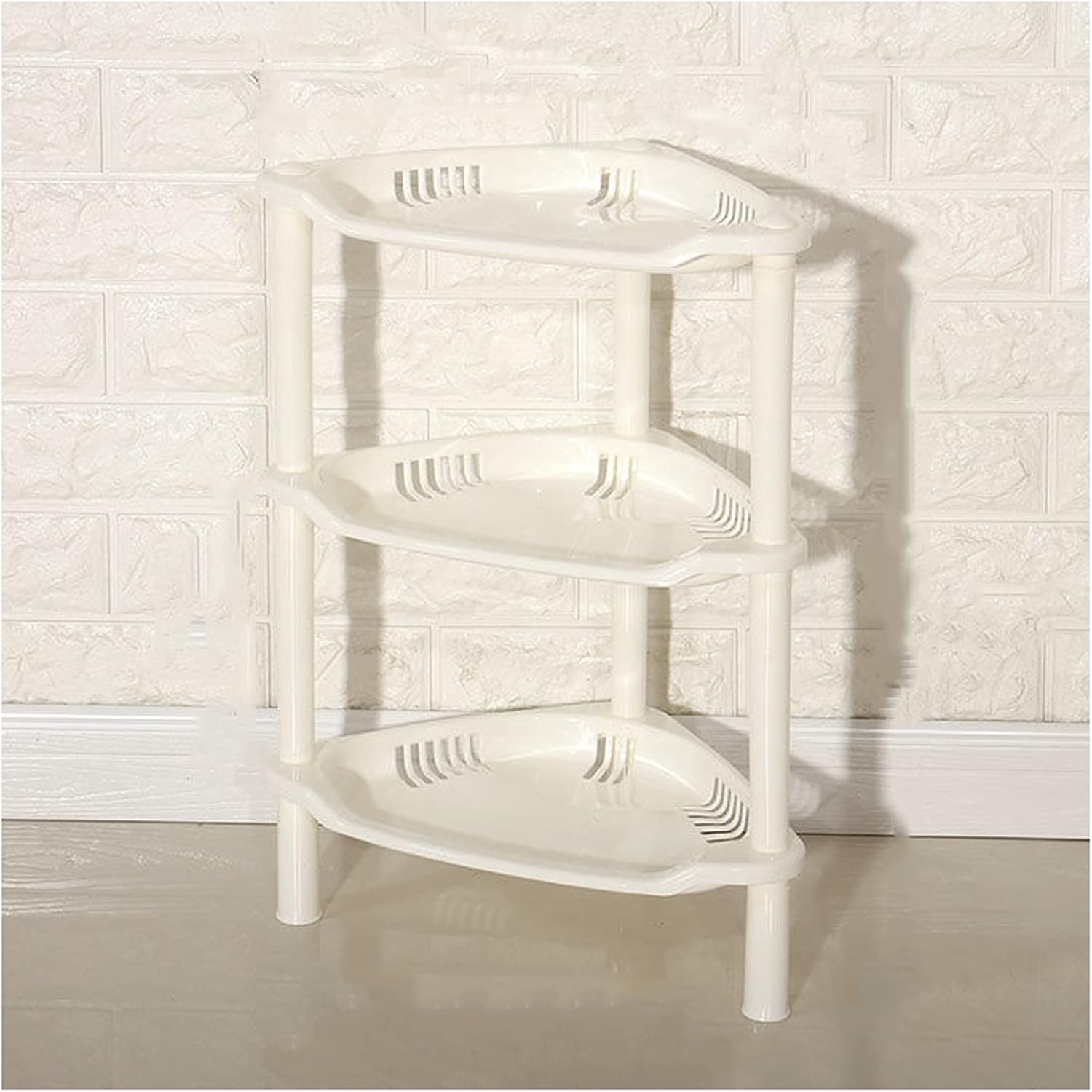 3 Tier Corner Storage Shelf Unit Organizer for Bathroom and Kitchen - Pink/White Shower Storage Rack with Out Tower for Plastic Bathroom Storage Shelves (A)