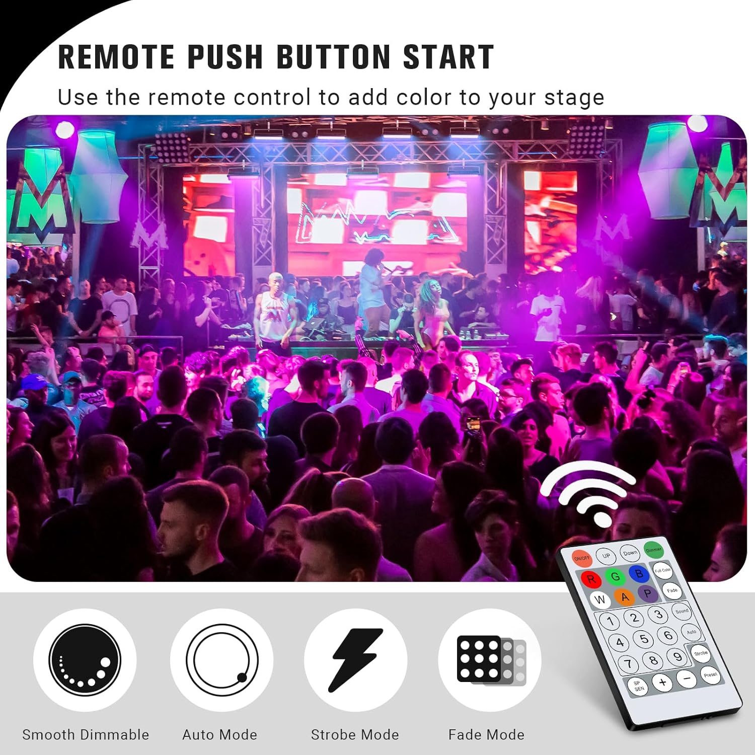 120W Stage Strobe Lights: 336LEDs RGBWA DJ Light Bar - Remote & DMX Master Slave Control - 16RGB & 8 White & 8 Amber Zones Chase Effect for Mobile Party Club Show Gig Band Halloween Performance