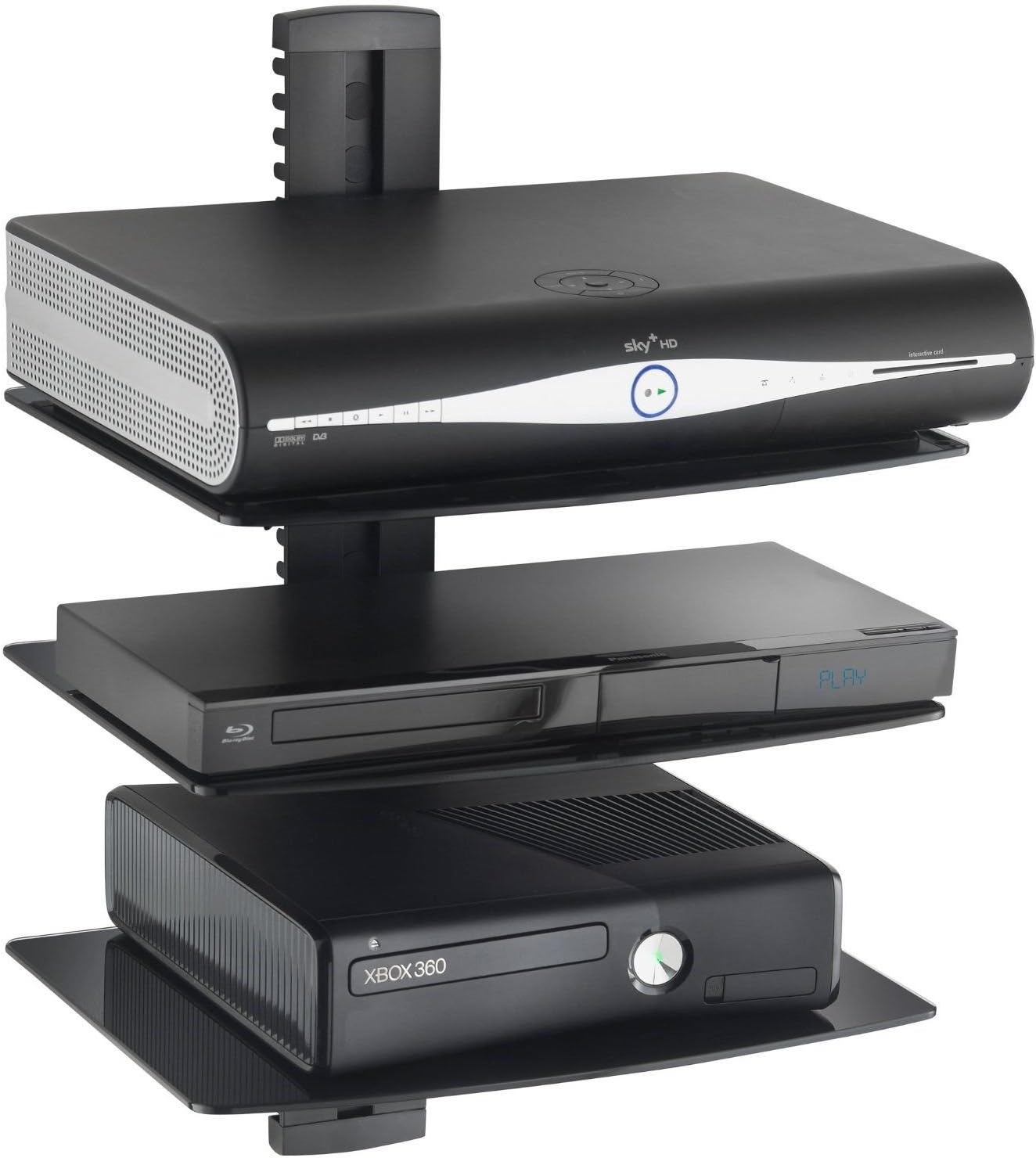 2xhome – New TV Wall Mount Bracket (Single Arm) & Three (3) Triple Shelf Package – Secure Cantilever LED LCD Plasma Smart 3D WiFi Flat Panel Screen Monitor Moniter Display Large Displays - Long Swing