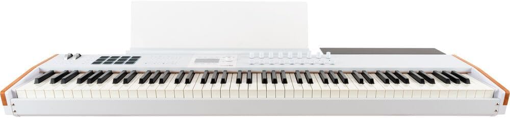 Arturia KeyLab 88 mk3 88-Key Hammer-Action Universal MIDI Controller (White) Bundle with MID-P10T Pro MIDI to MIDI Cable 10', Universal Piano-Style Sustain Pedal and Stretchy Keyboard Dust Cover