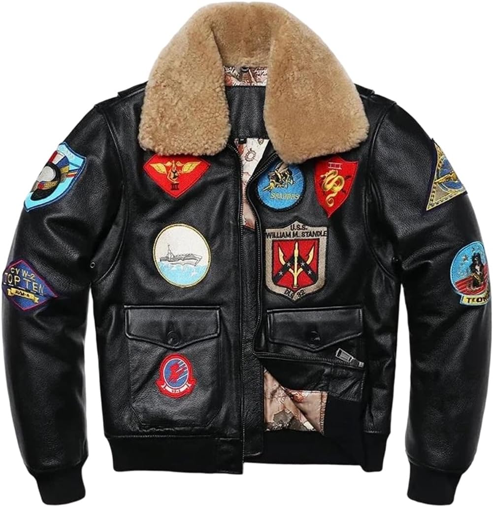 Men Military Clothing Flight Jacket Thickening Cowhide Leather Jackets Coat Winter Overcoat