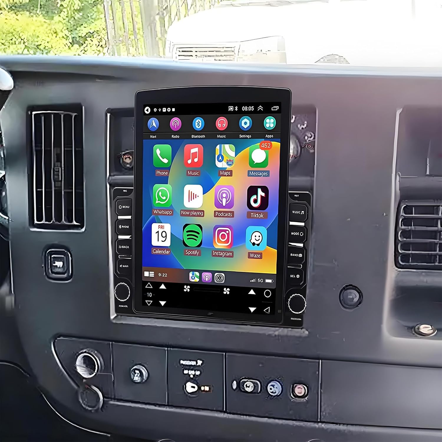 PHEZEN 9.7 inch Touchscreen core Car Stereo Fit for Chevy Express 2008-2011, Android 15 Car Radio with Carplay & Android Auto in-Dash Navigation BT Mirror Link WiFi Backup Camera 8+256G