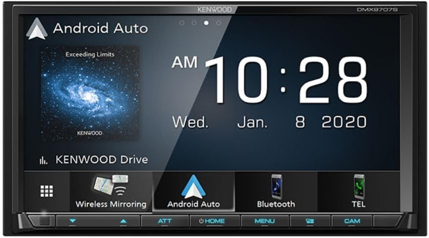 KENWOOD DMX9707S 6.95-Inch Capacitive Touch Screen, Car Stereo, Wired and Wireless CarPlay and Android Auto, Bluetooth, AM/FM Radio, MP3 Player, USB Port, Double DIN, 13-Band EQ, SiriusXM