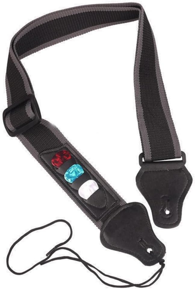 Adjustable Guitar Strap Belt Leather with 3 Plectrums Pick Holders Electric Acoustic Bass Accessories
