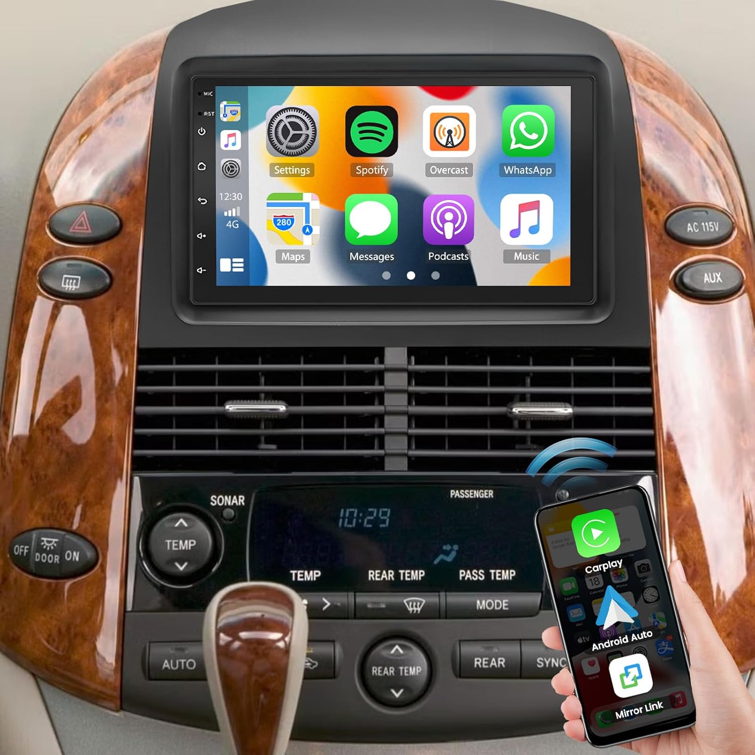 Car Radio for Toyota Sienna 2004 2005 2006 2007 2008 2009 2010 with Wireless Carplay Android Auto, Android 13 7inch Touch Screen for Sienna Upgrade Stereo Support Bluetooth GPS WiFi AHD Backup Camera