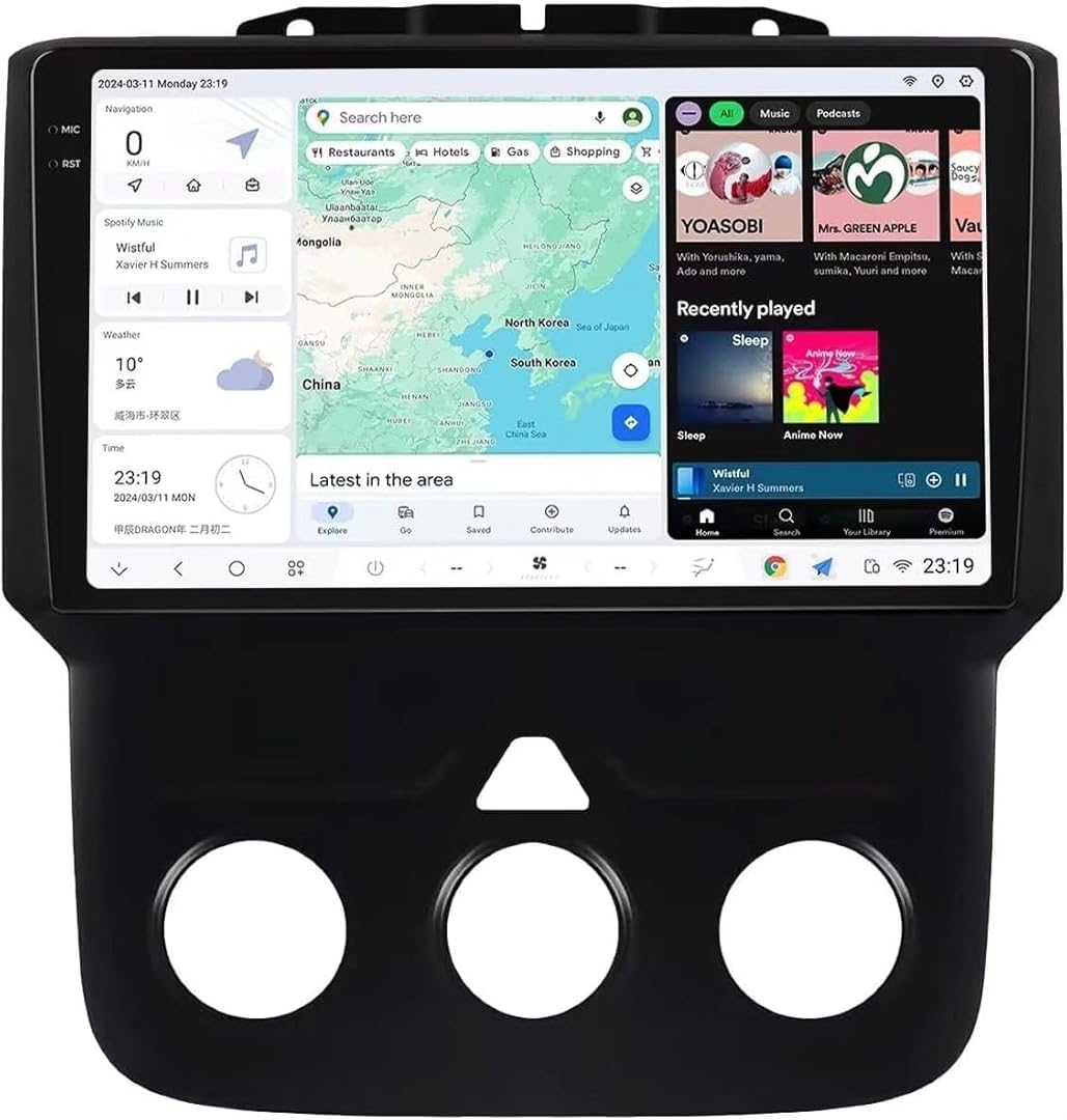 MekedeTech DUDUAUTO DUDU6 Android 13 Car Stereo for Dodge Ram Radio Upgrade 1500 2500 3500 2013-2019 Manual AC 9.5 inch Carplay Touch Screen Car Head Unit Replacement,8G RAM 256GROM