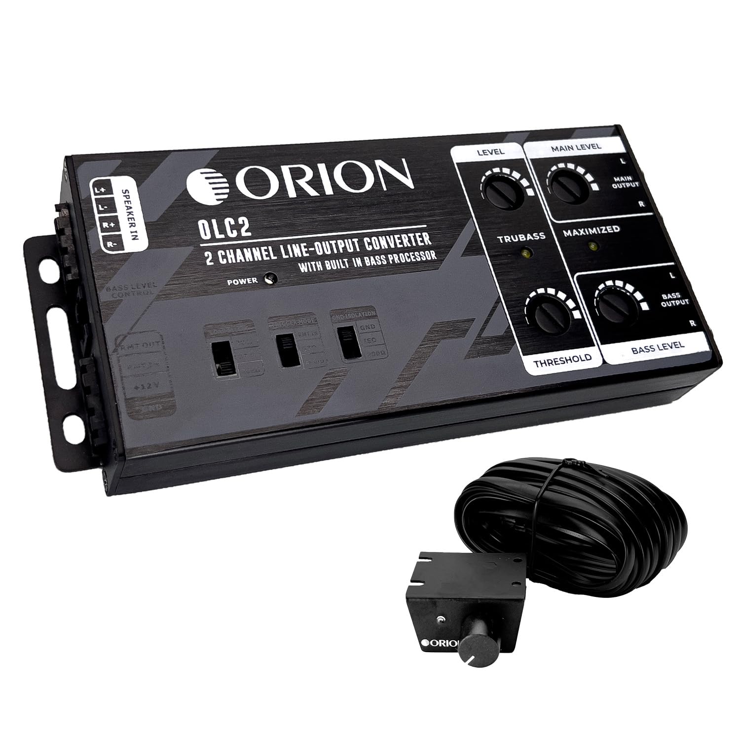 Orion OLC2 2-Channel Speaker Wire to Line Output Converter with Bass Processor & Bass Knob – High-to-Low RCA Signal Converter for Car Audio System Integration, Factory to Aftermarket Upgrade