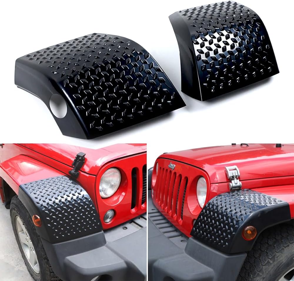 2pcs Front Wheel Eyebrow Corner Guards Protector Front Bumper Rear Body Armor Trims Cover for Jeep Wrangler JK 2007-2017 Exterior Accessories