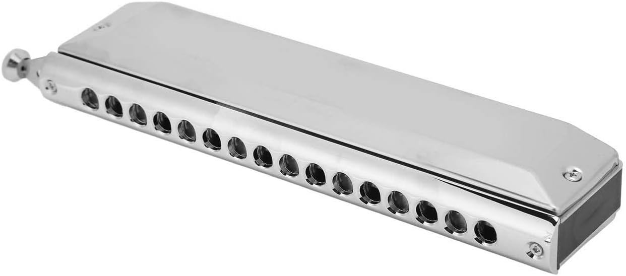 Yctze 16 Holes 64 Tones Chromatic Harmonica - C Key Mouth Organ for Beginners, Portable Music Instrument with Storage Box and Wiping Cloth