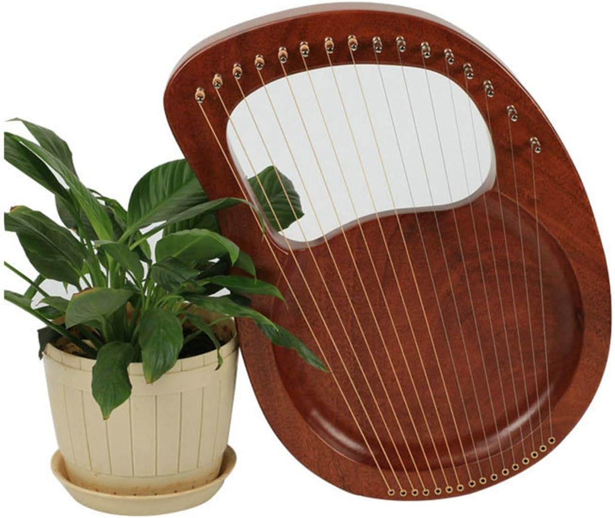 Lyre Harp Set Small Harp Is Simple And Easy To Learn. It Is A Niche Musical Instrument. Coffee-colored 16-string Harp