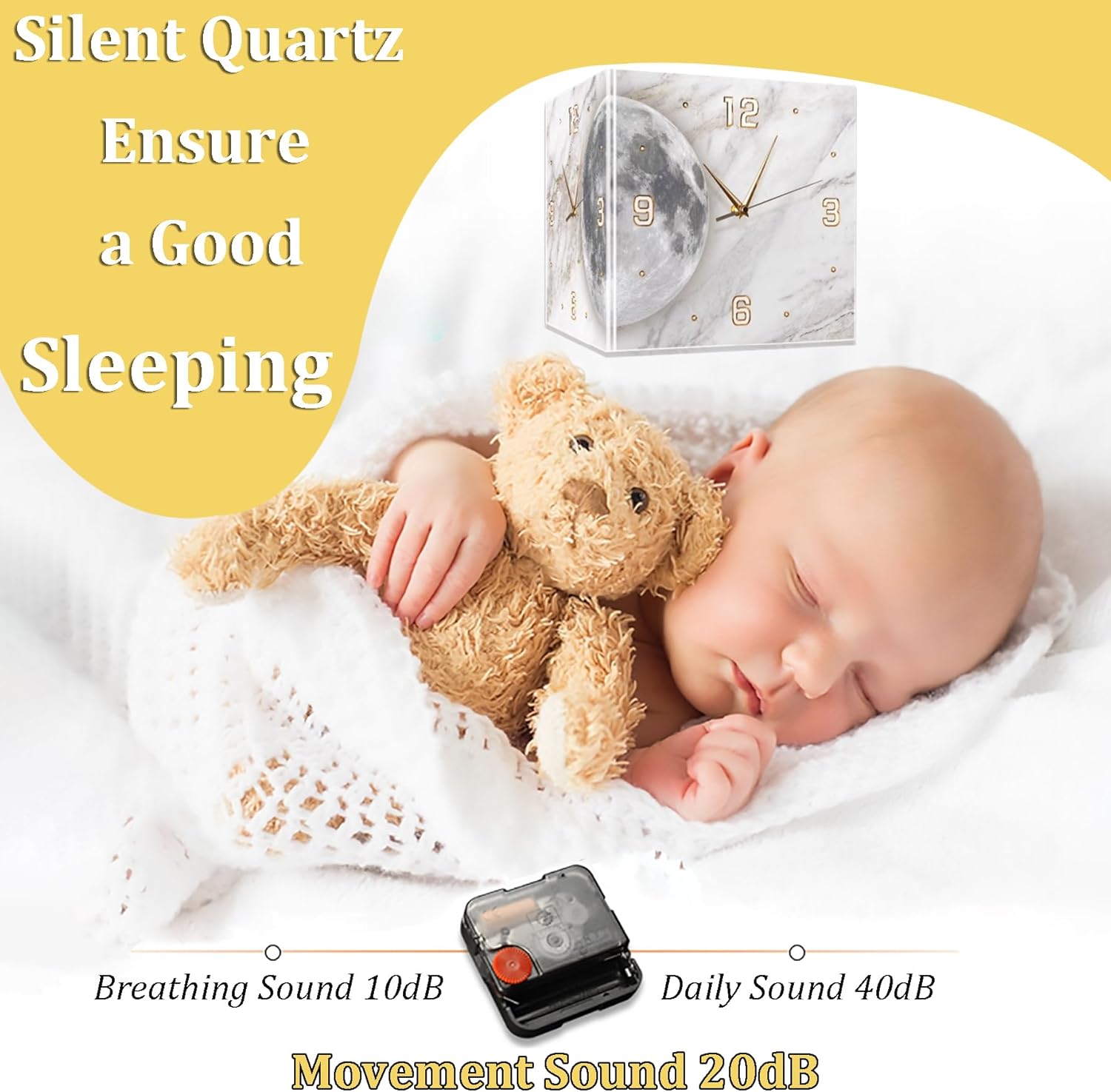 Luxury Double-Sided Corner Wall Clock with LED Light, Modern Large Digital Wall Mount Clock for Living Room, Bedroom, Home Decorative(10'', Sensor Luminous)