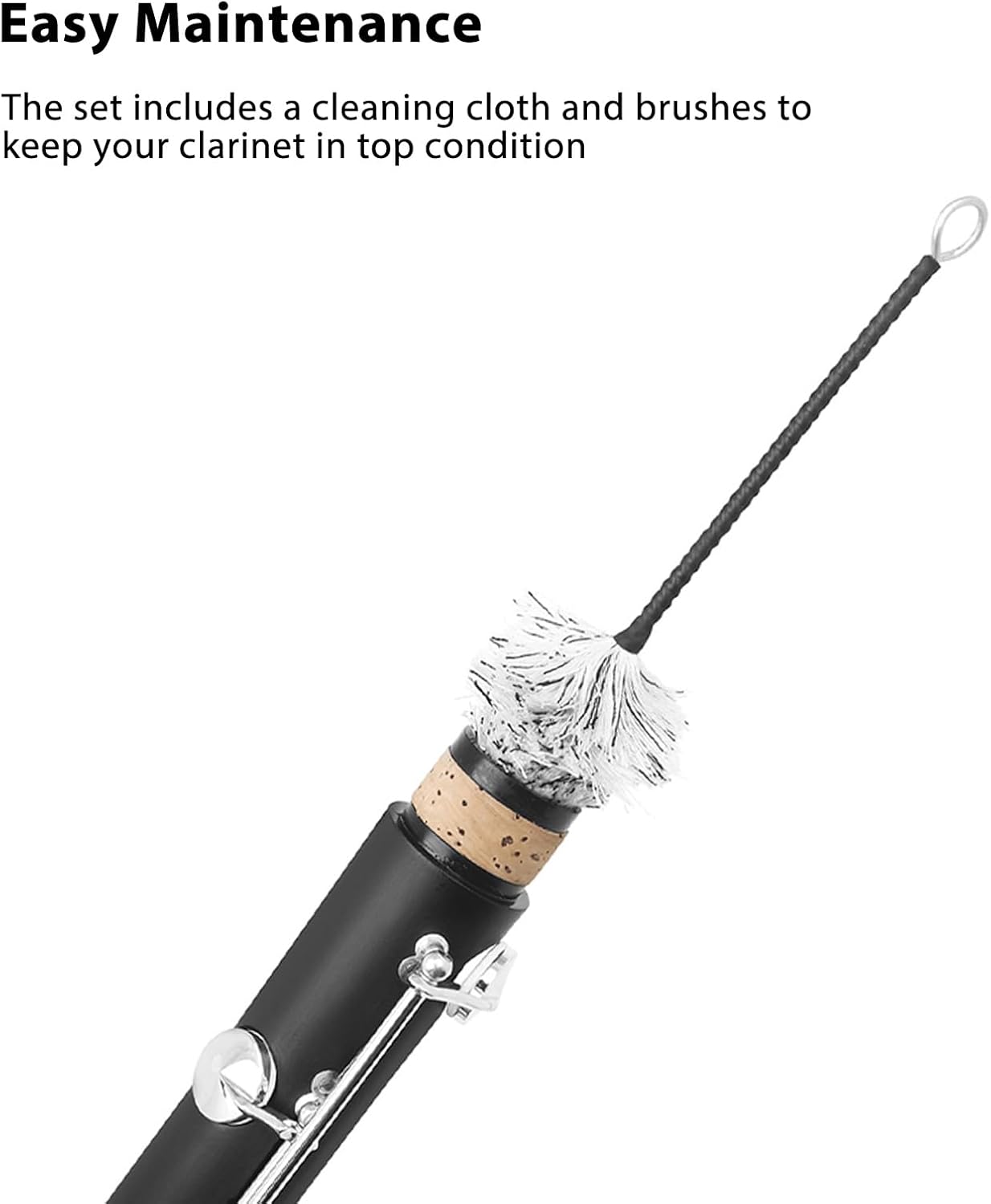 Bb Clarinet ABS Binocular With 10 Reeds, Cleaning Cloth, Gloves, Screwdriver, Bracket, Handbag, Cleaning Brush - Professional Ebonite Woodwind Instrument for Beginner Student