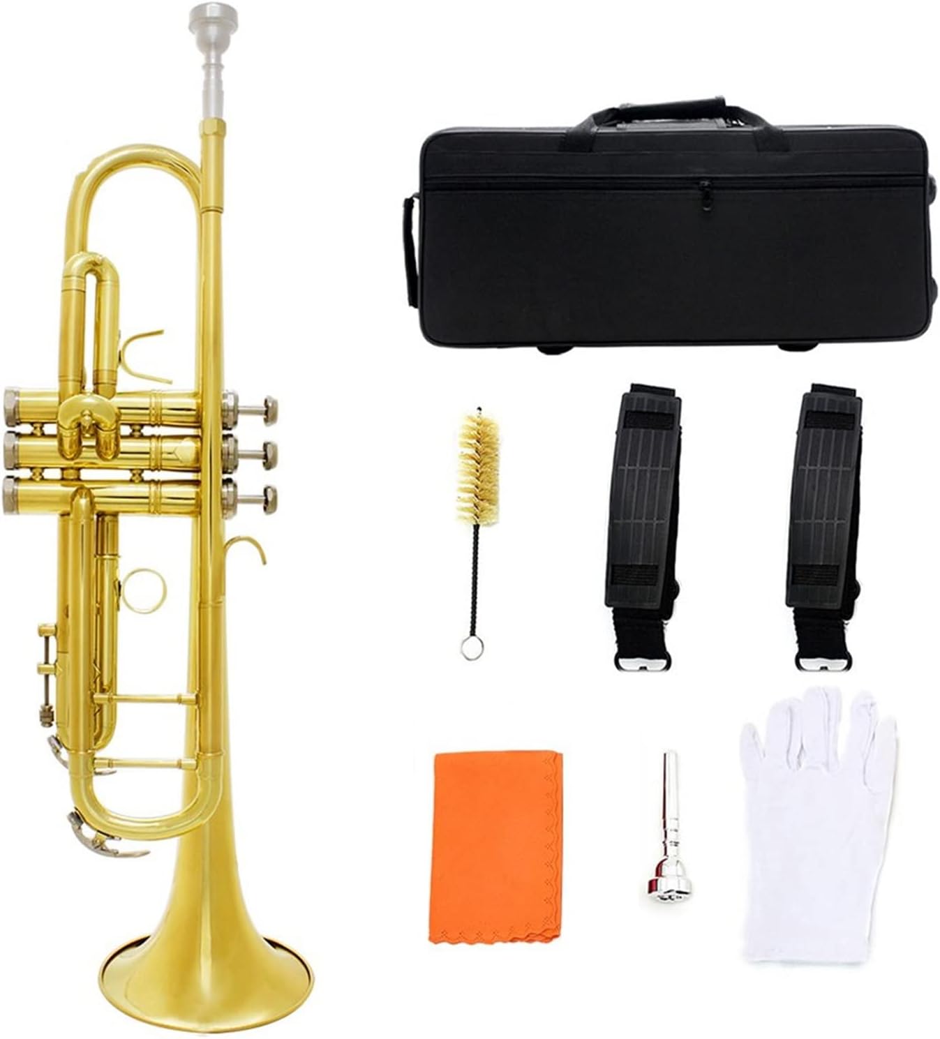 KESHUO Golden Trumpet Bb B Flat Professional Brass Instrument Large Caliber Trumpet with Box Strap Mouthpiece Music Accessories Trumpets