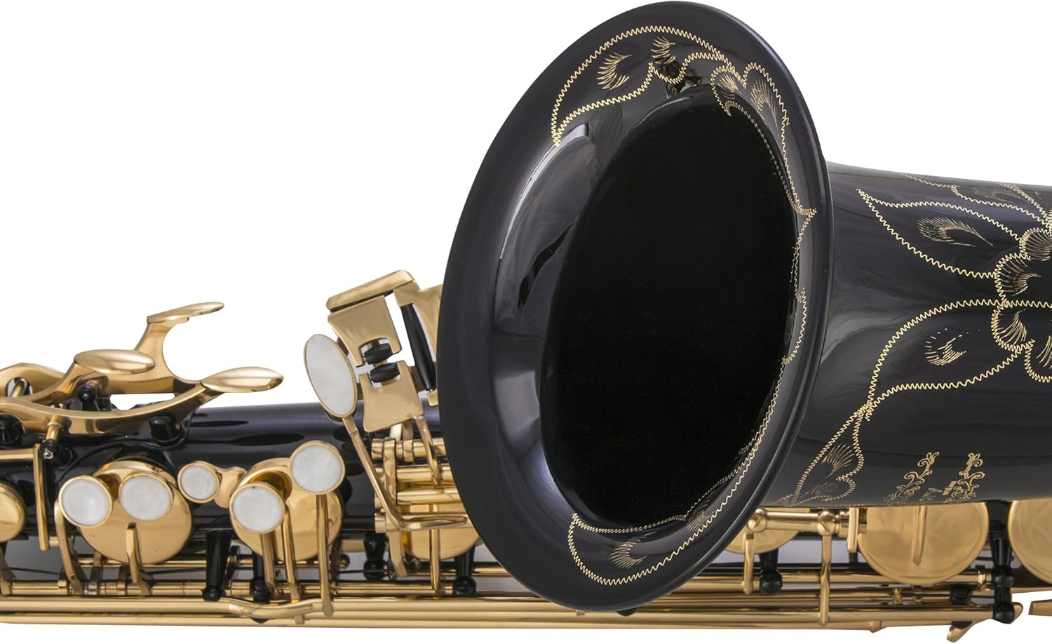 Glory Black/Gold B Flat Tenor Saxophone with Case,10pc Reeds,Mouth Piece,Screw Driver,Nipper. A pair of gloves, Soft Cleaning Cloth