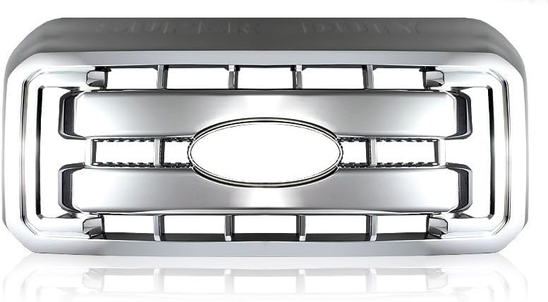 HYPERSPEED Chrome Front Hood Upper Bumper Grille Grill Full Overlay Cover Compatible with Ford F250 F350 F450 F550 Super 2011 2012 2013 2014 2015 2016, Car Mods Exterior Accessories Replacement Parts