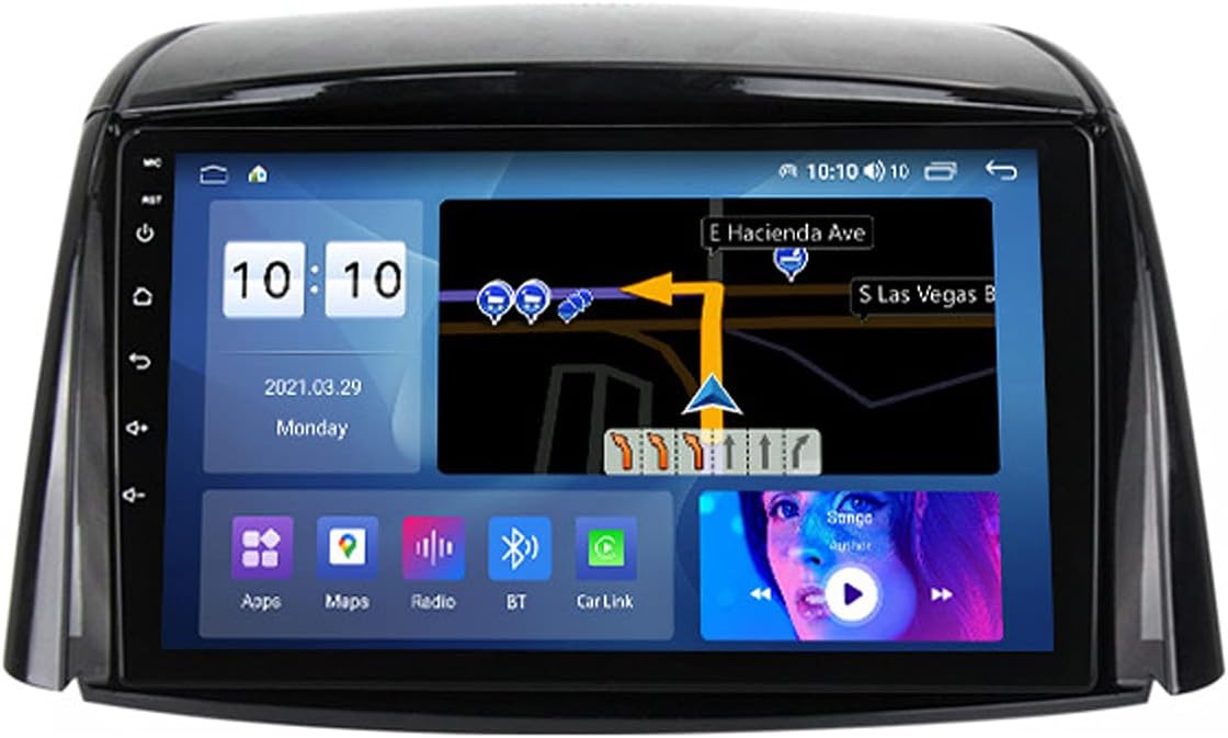 Car Stereo Head Unit Touch Screen 9'' Car Radio MP5 Player with Rear Camera Supports Mirror Link Steering Wheel Control FM Carplay DSP RDS for Renault Koleos 2008-2016