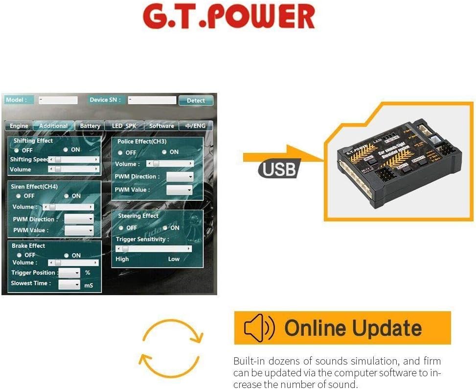 G.T.Power RC Car Toy Module Sounds/Light Simulated System for Road Grader Climbing Car SUV Remote Control Truck Vehicle DIY Part