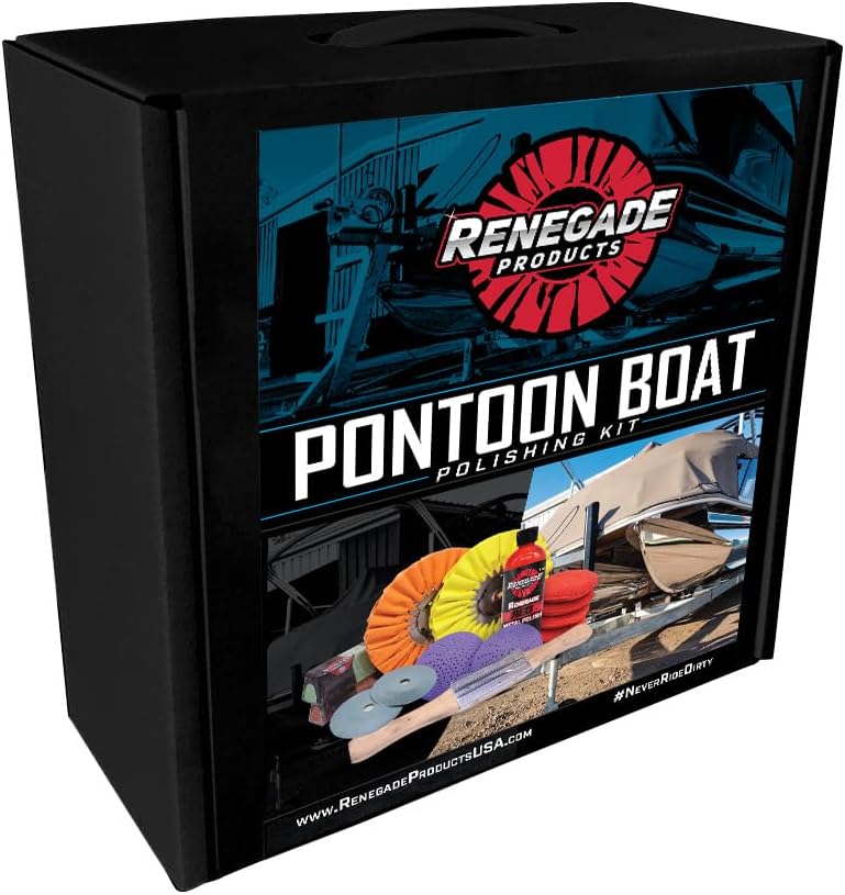 Renegade Products Aluminum Pontoon Boat Polishing Complete Kit with Buffing Wheels, Buffing Compound, Safety Flanges, Sanding Discs and Rebel Red Liquid Metal Polish