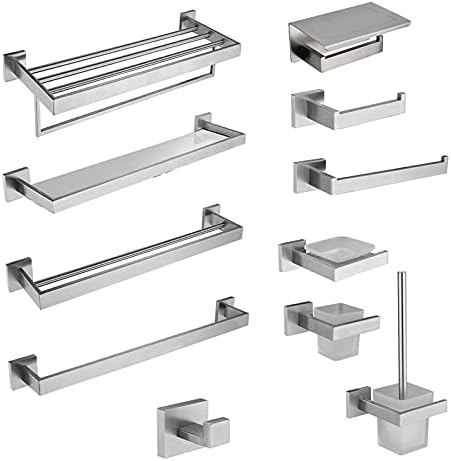 Shower Shelves Bathroom Stainless Steel Brushed Towel Rack, Toilet Paper Holdel Hook Bathing Accessories (Color : Towel Rack)