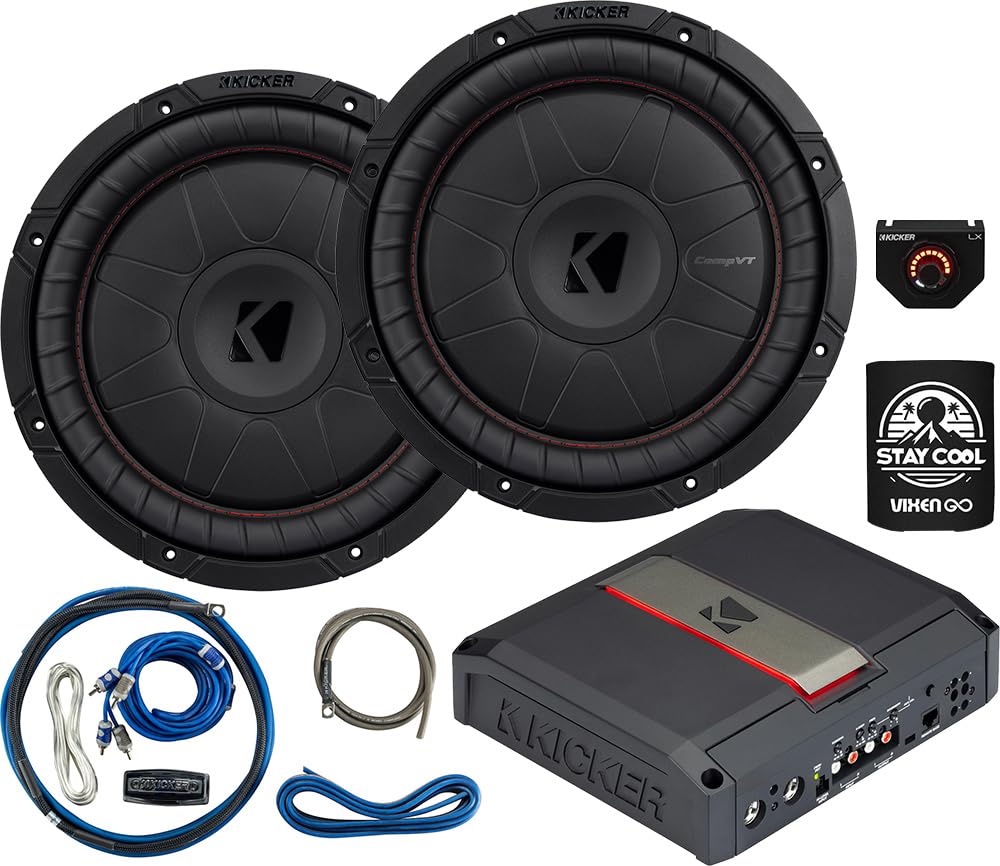 KICKER Subwoofers and Amp Package of 4 Items - 12