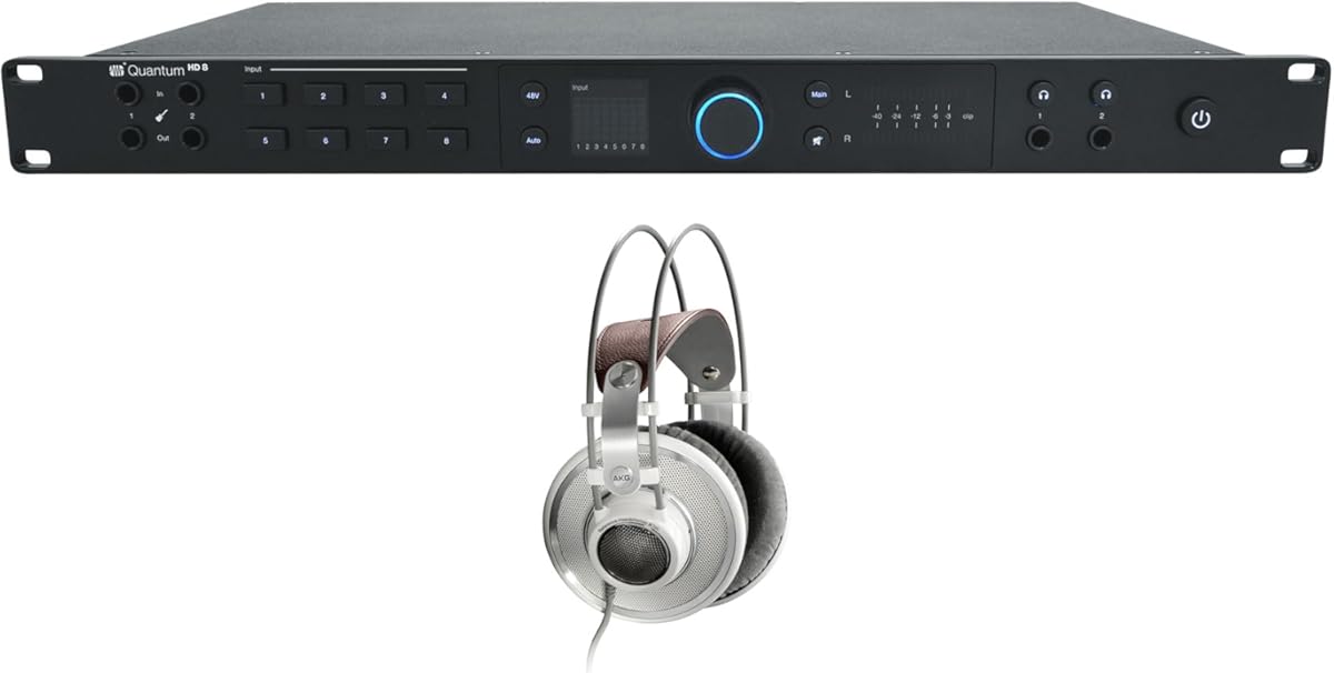 Audiosavings Bundle: (1) Presonus Quantum HD8 USB-C Audio Recording Interface Bundle with (1) AKG K701 Professional Premium Open-Back Studio Recording Reference Headphones (2 Items)