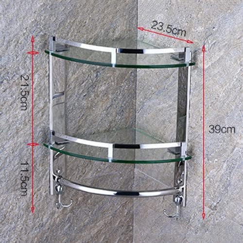 Shower Shelf,Bathroom Corner Shelf，Shower Rack Basketerddcbb Bathroom Glass Corner Shelf Shower Shelf Shower Shelf Wall Mount Storage Tempered Glass Shelf Bracket Bathroom Accessory With Stainless Ste