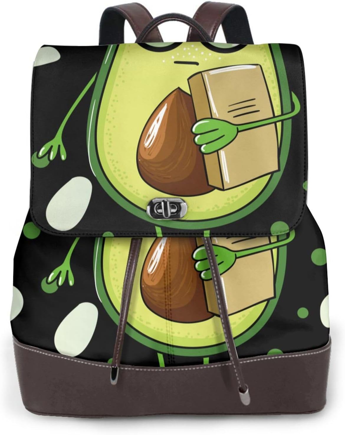 Avocado with Glasses for Womens Backpack Purse Microfiber PU Anti-theft Large Fashion Designer Travel Bag Ladies Shoulder Bags