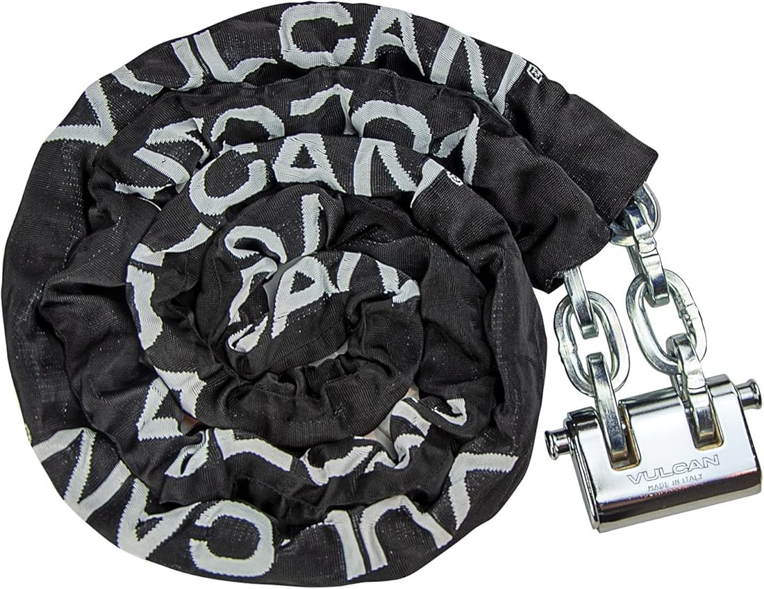 VULCAN Security Chain and Lock Kit - Premium Case-Hardened - 5/16 Inch x 9 Foot Chain (+/- 1.5 Inches) - Cannot Be Cut with Bolt Cutters or Hand Tools