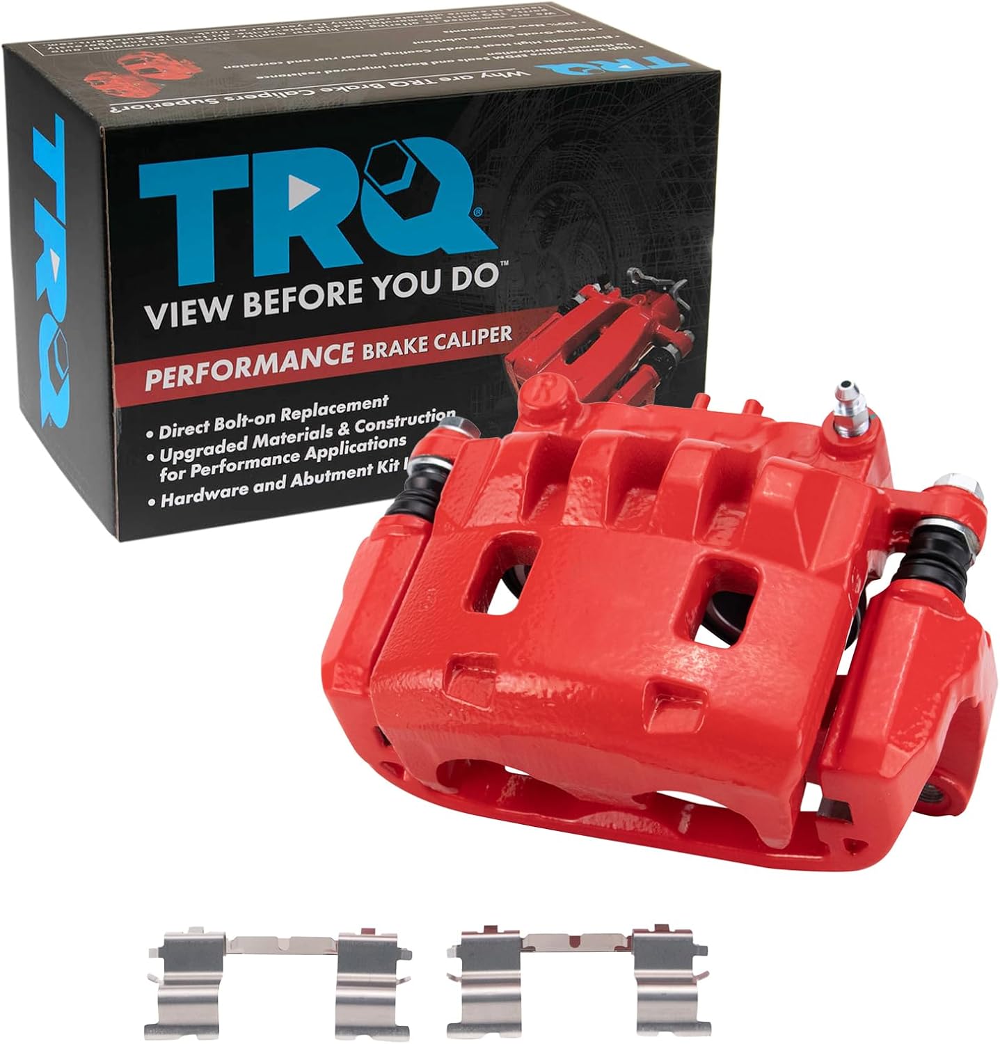 TRQ Front Right Brake Caliper w/Bracket Performance Red Passenger Side Compatible with 2007-2012 Lexus ES350 2007-2011 Toyota Camry