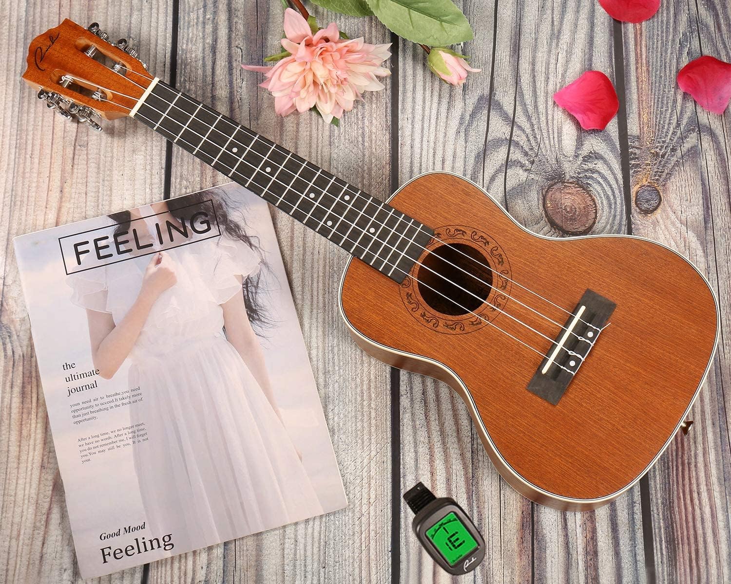 Ranch Concert Ukulele 23 inch Classical ukelele with 12 Online Lessons Beginner Ukalalee Pack Bundle Ukele Gig bag- Clip On Tuner for Acoustic Electric Guitar Ukulele Violin Bass Banjo-Classical Black