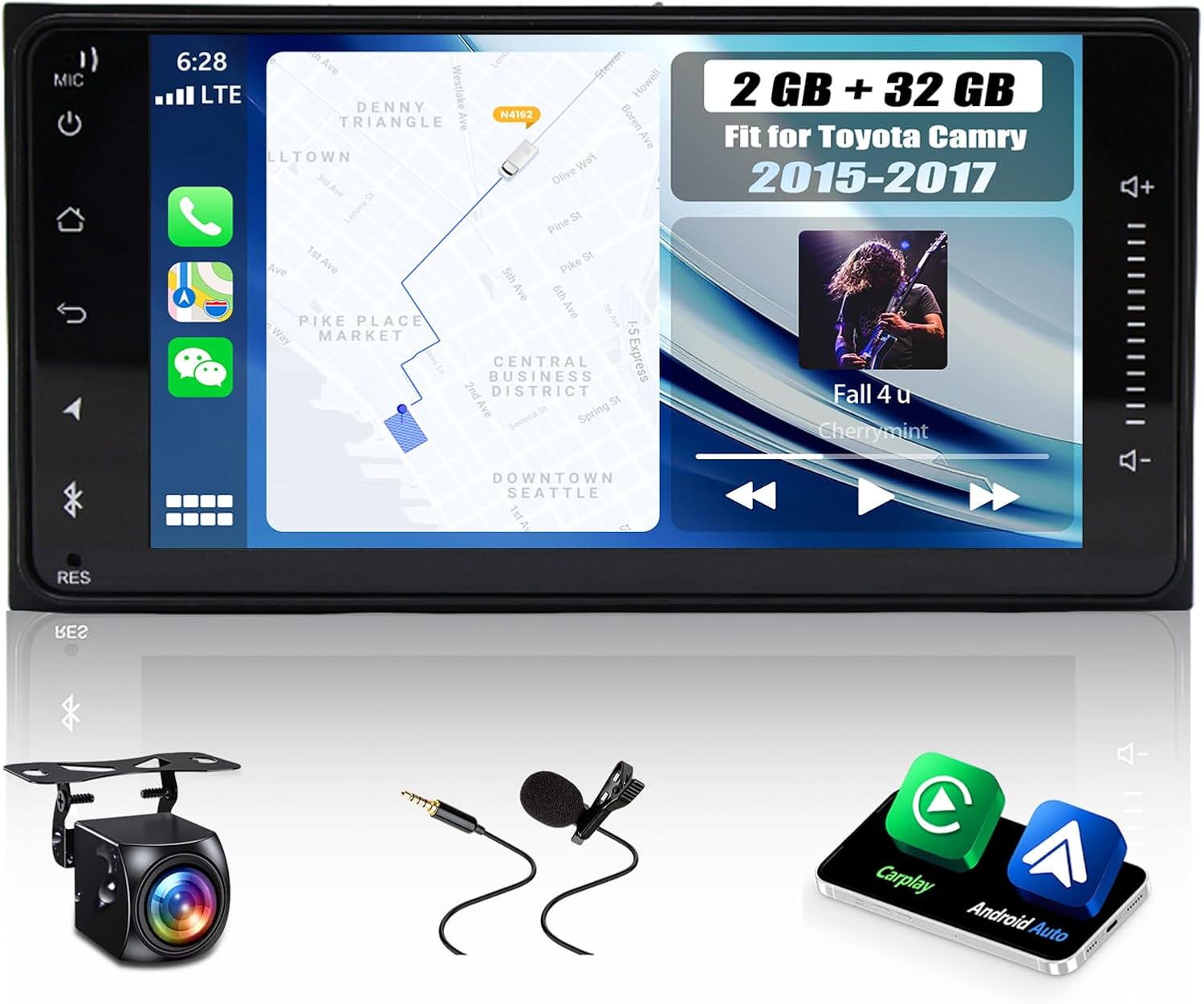 Android 15 Car Stereo Fit for Toyota Camry 2015 2016 2017, 7inch Touch Screen with Wireless Carplay Android Auto AHD Backup Camera Mirror Link GPS SWC WiFi FM