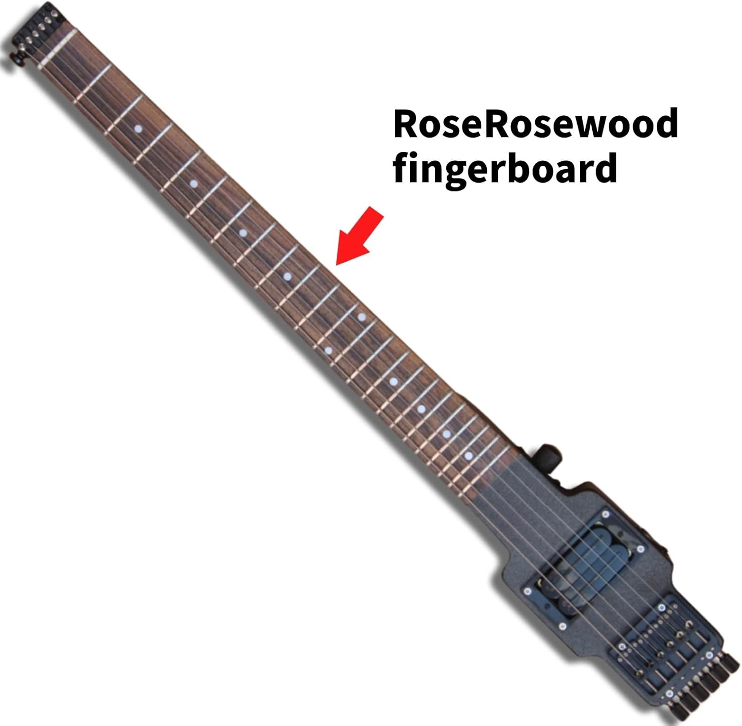 VENEKA Headless Electric Guitar Travel Guitar Electric Headless Guitar 6 Strings One-Piece Maple Neck Through Body Brass Fix Bridge