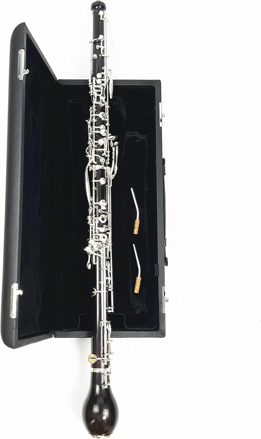 Professional English Horn ebony wood Alto Oboe F Key Silver plated Keys Woodwind cloth plush velvet lined with Gloves Case