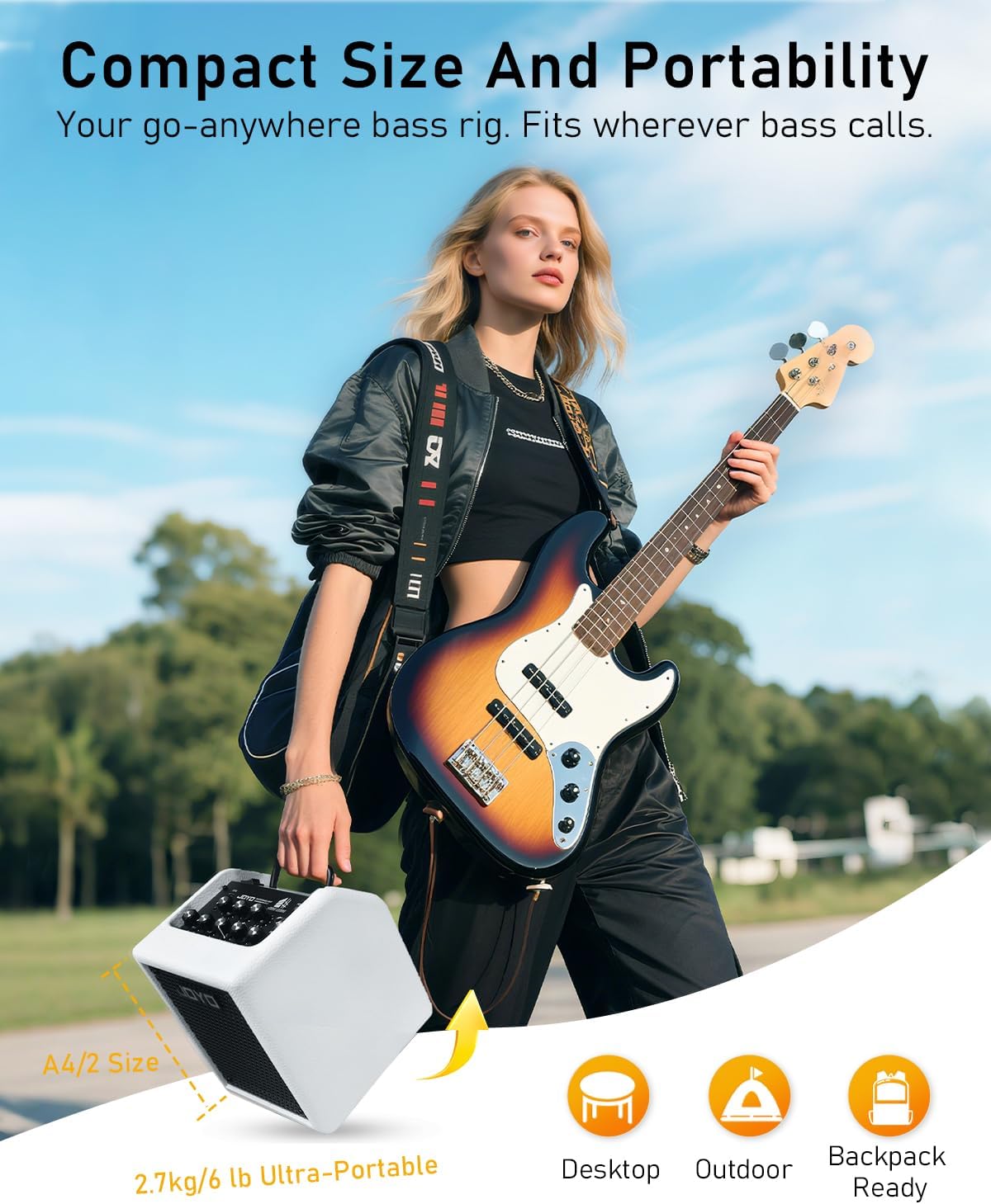 JOYO 30W Bass Combo Amplifier Portable Amp 4