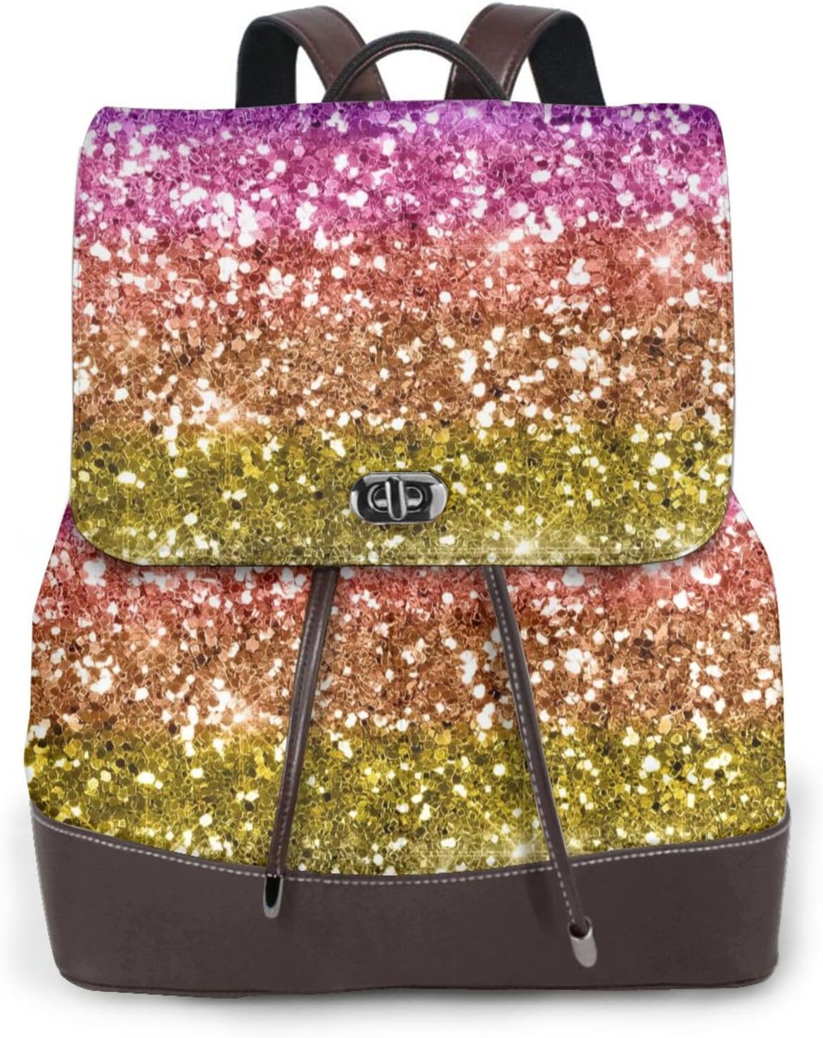 Glitter Rainbow for Womens Backpack Purse Microfiber PU Anti-theft Large Fashion Designer Travel Bag Ladies Shoulder Bags