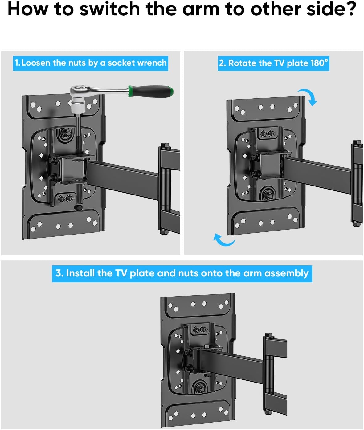 Long Arm TV Wall Mount with 25.6 inch Extension, Corner TV Mount Full Motion Heavy Duty for 32-75''Screens, Load 88 lbs,Max VESA 600x400mm, Shift The Arm Span to Left