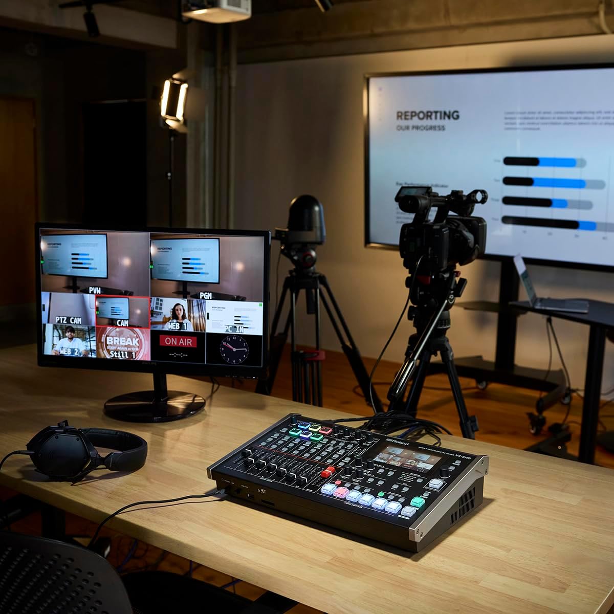 Roland VR-6HD | Ultra-compact Audio/Video Mixer with Direct Streaming Encoders | Ideal for Livestreaming | Extensive A/V Connectivity | 4.3” Touch Screen Multi-Viewer Display | Advanced Editing Tools