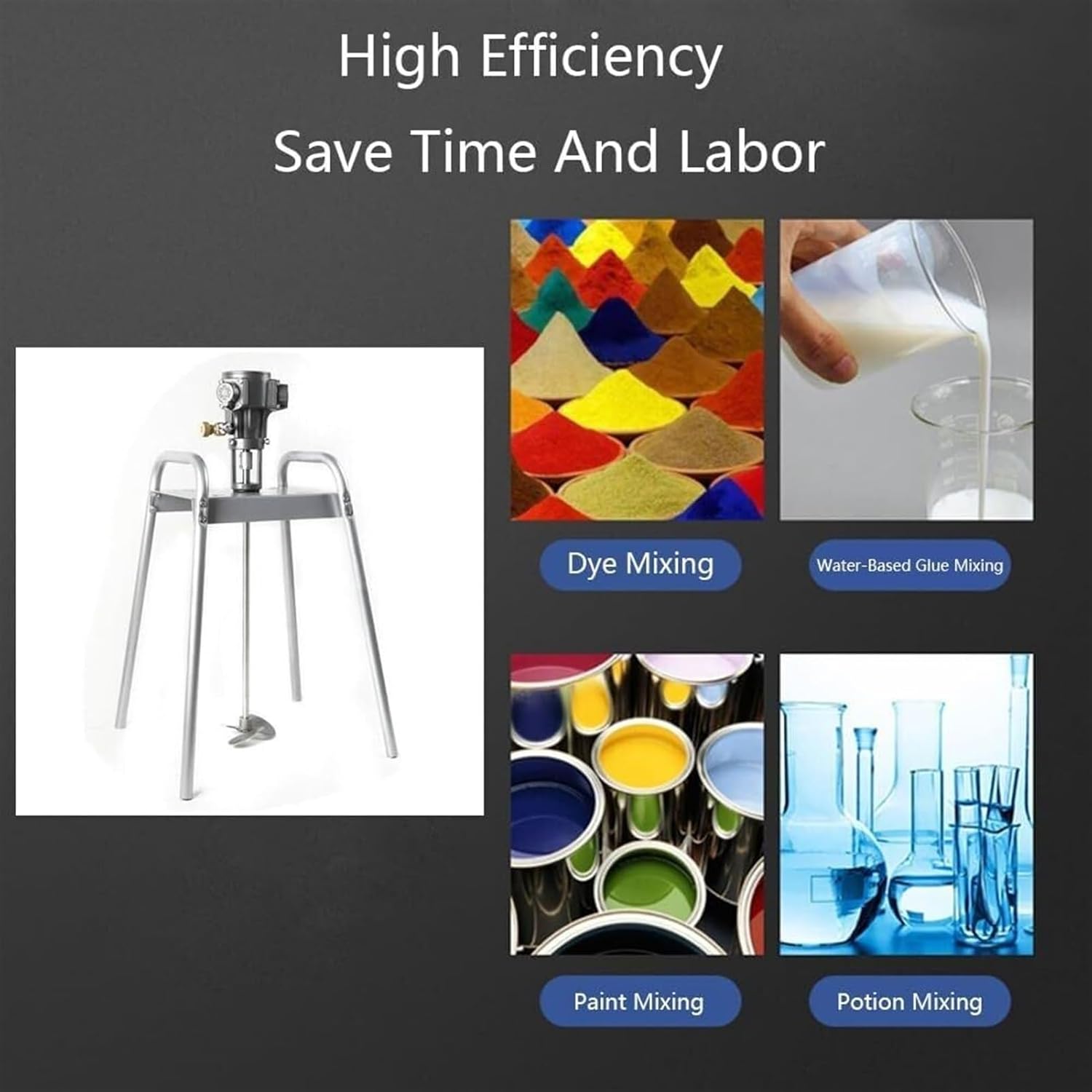 Paint Mixer Machine, Automatic Air Agitator Blender Stirrer, Platform Type Stainless Steel Impeller Mixer Coating Materials Tool