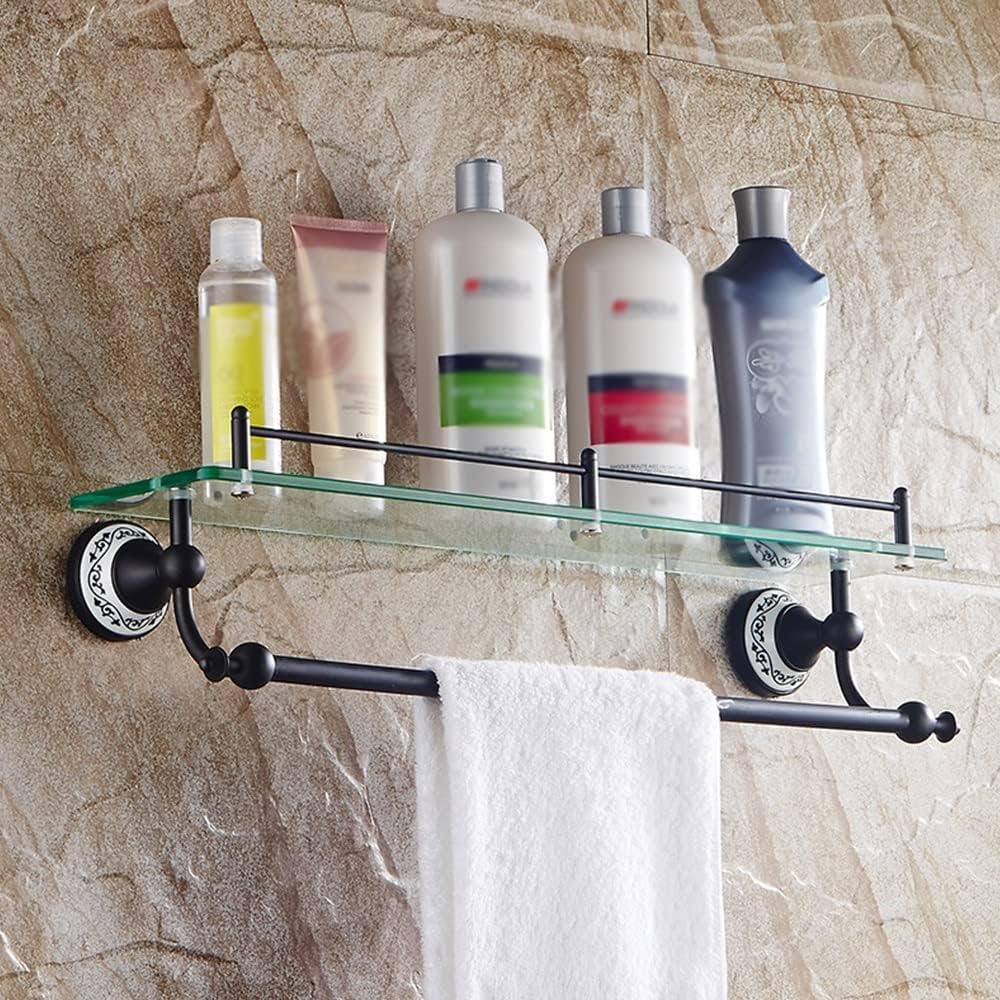 Shower Caddy 2021 Bathroom Shelves Corner Single Shelf, Tempered Glass Shelves for Home Decorations, Bathroom Accessories Wall Mount Shelves Bathroom Organizer