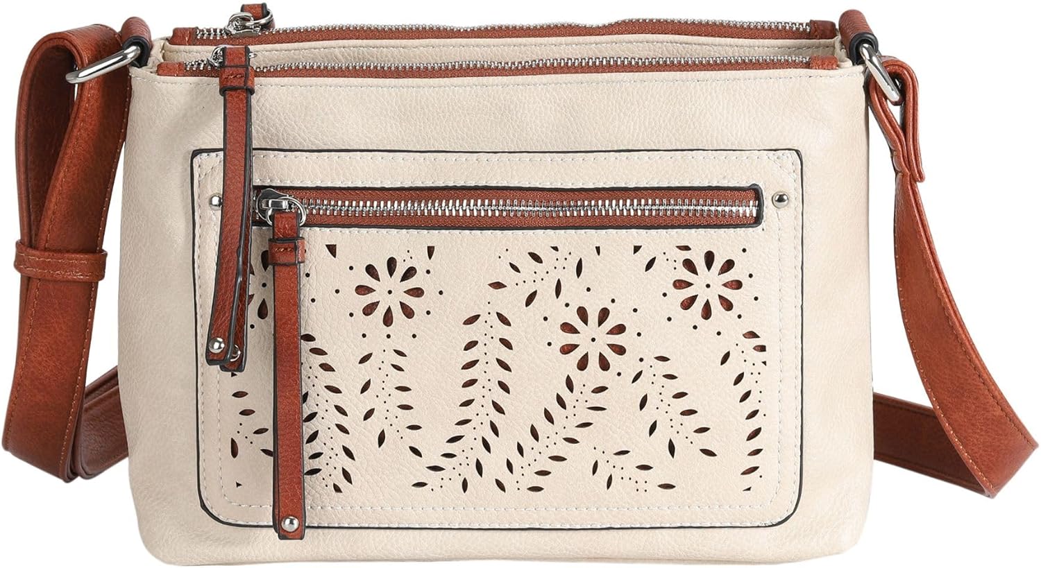 Lady Conceal Hailey Concealed Carry Crossbody Bag – Chic Faux Leather Purse with Lockable Compartment & Adjustable Strap (Bone)