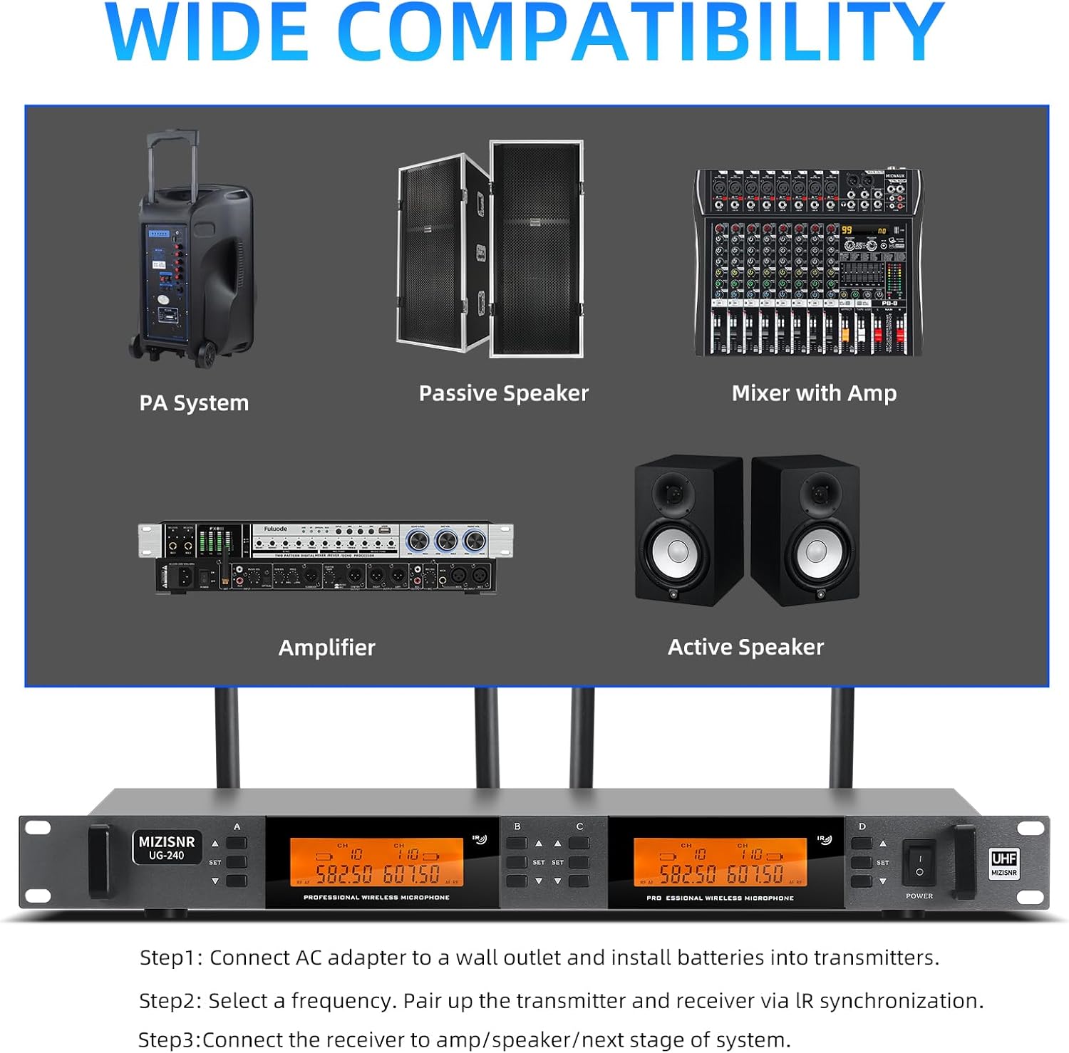 4 Channel Wireless Lapel Microphone System, UHF Metal Receiver Headset Lavalier Mics Set with 4x100 Adjustable Frequency 300ft Range for Church Karaoke Meeting Preaching(4 Bodypack, UG-240)