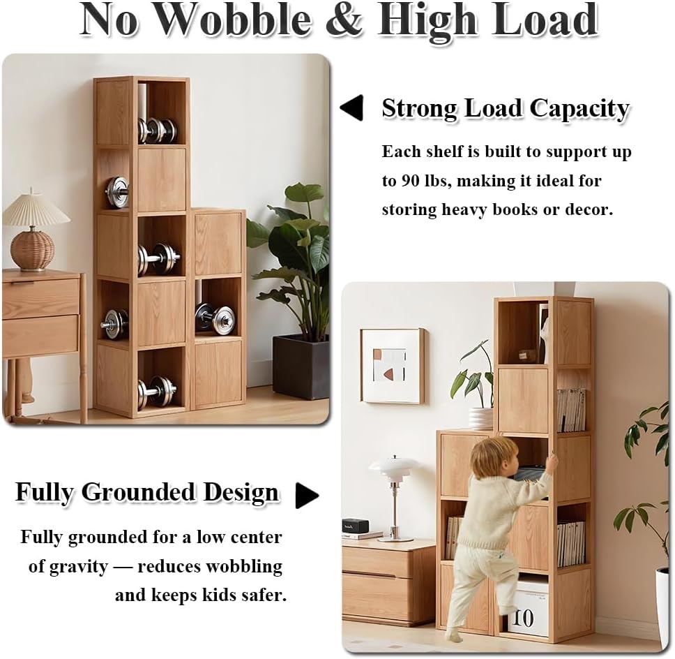 3 Cube Storage Organizer Bookshelf, 3-Tier Floor Standing Wooden Book Shelf, Open Shelf Corner Bookcase for Living Room Bedroom Office(Nature)
