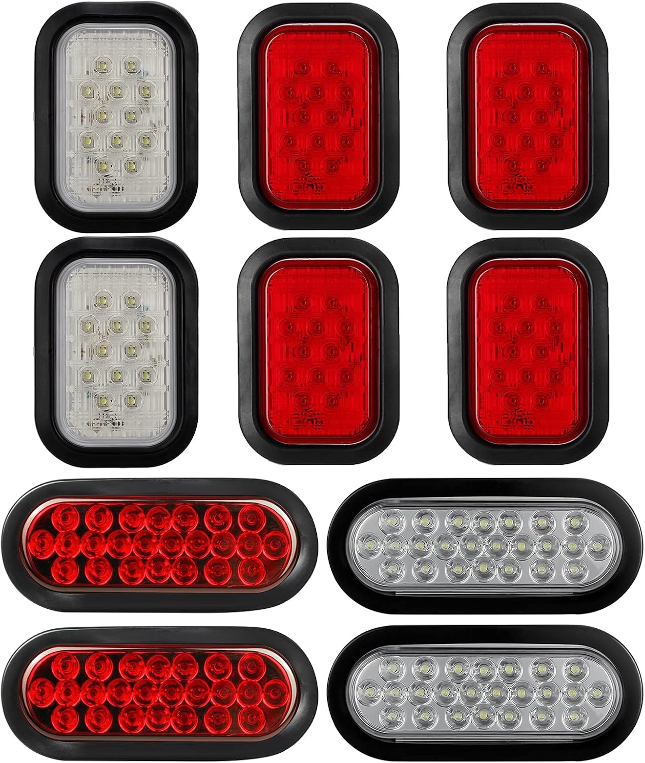 Partsam Led Trailer Lights Kit, 4Pcs(2Red+2White) 6