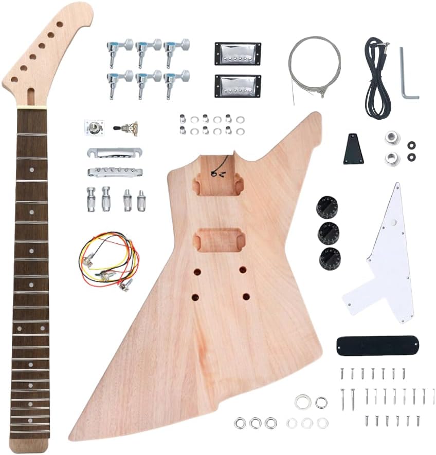 Guitar kits Mahogany wood body Neck, Rosewood fretboard with block inlay 22 fret 24.75inch DIY Build Your Own Guitar