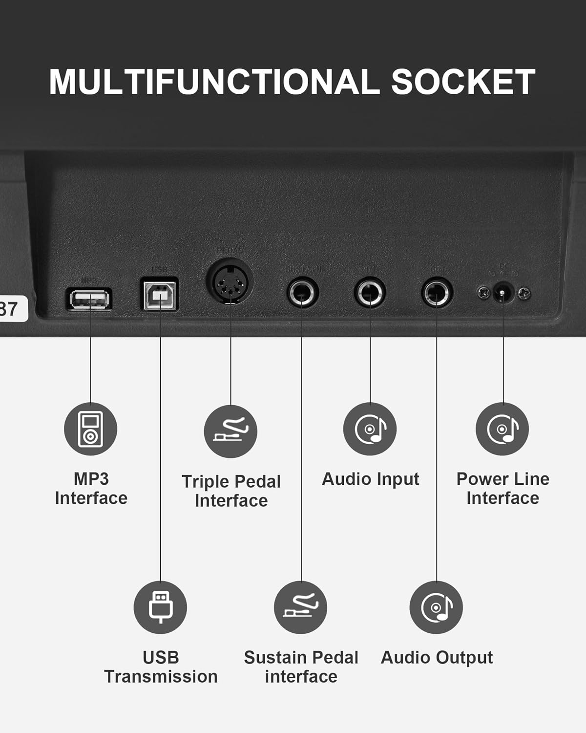 S-200 Beginner Keyboard Piano - 88 Key Full-Size Weighted Digital Piano, Portable Electric Piano with Sustain Pedal, Power Supply, Dual Headphone Jack, USB-MIDI, and MP3 Player,Black