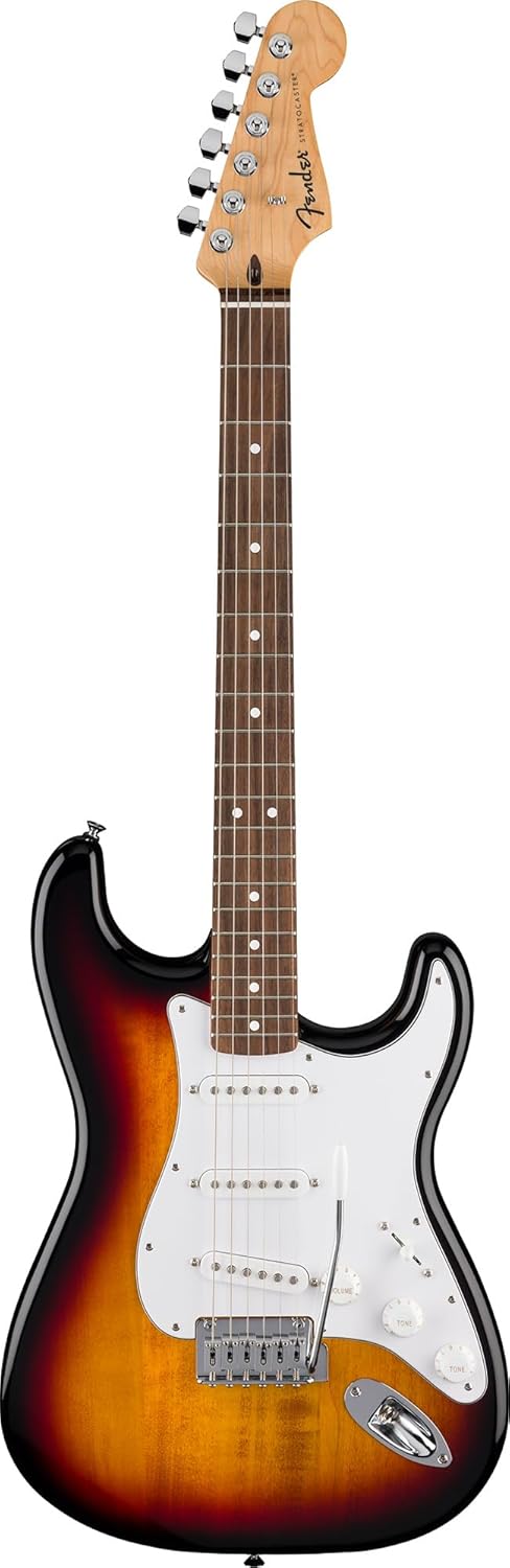 Fender Standard Stratocaster - 3-Color Sunburst Bundle with Strap, Guitar Cleaning Kit and Austin Bazaar Instructional Video