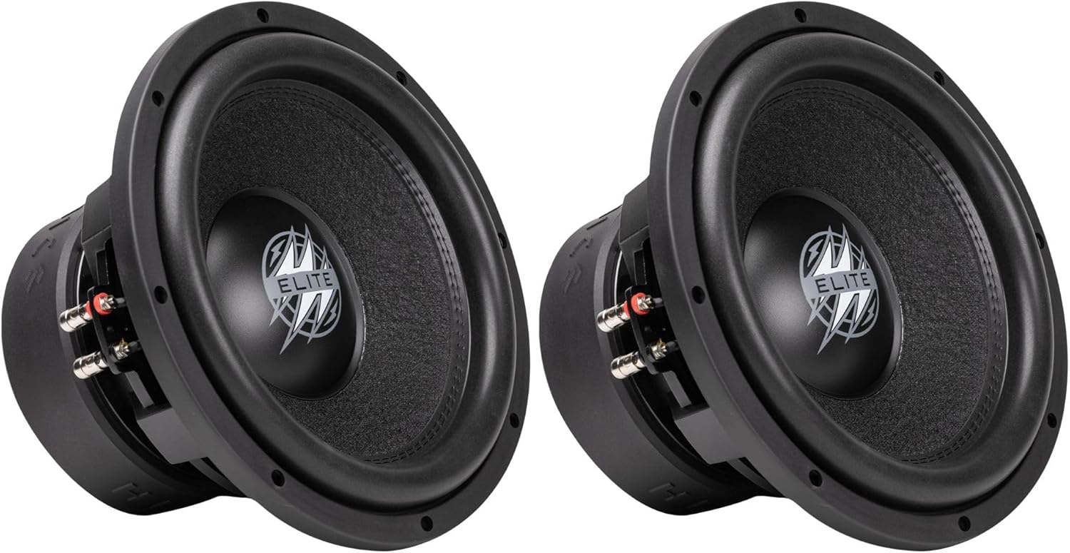 Hifonics Elite 2 Pack 12 Inch Car Mount Subwoofer with Dual 4 Ohm Voice Coil Speaker 1600 Watt Peak Power Mobile Amplifier System, Black